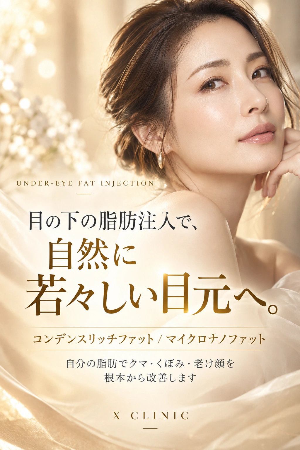UNDER-EYE FAT INJECTION - 目の下の脂肪注入で、自然に若々しい目元へ。 | X CLINIC